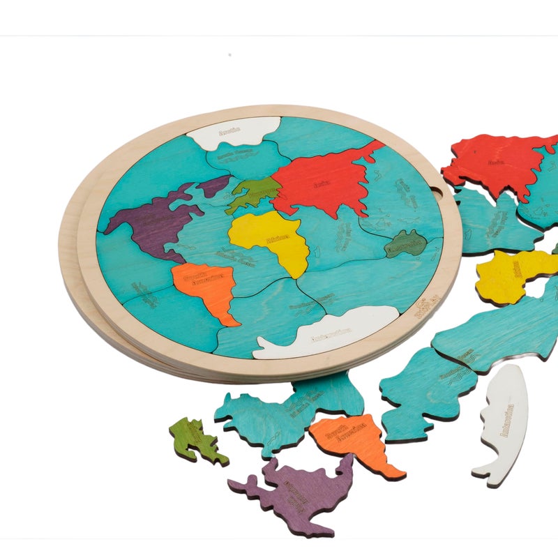 EKOPLAY 7 Continents & 5 Oceans of The Earth Wooden Jigsaw Puzzle for Kids | 21 Puzzle Pieces | Learning & Educational Toy Gift for Boys & Girls Ages 3 Years and Above - Image 4